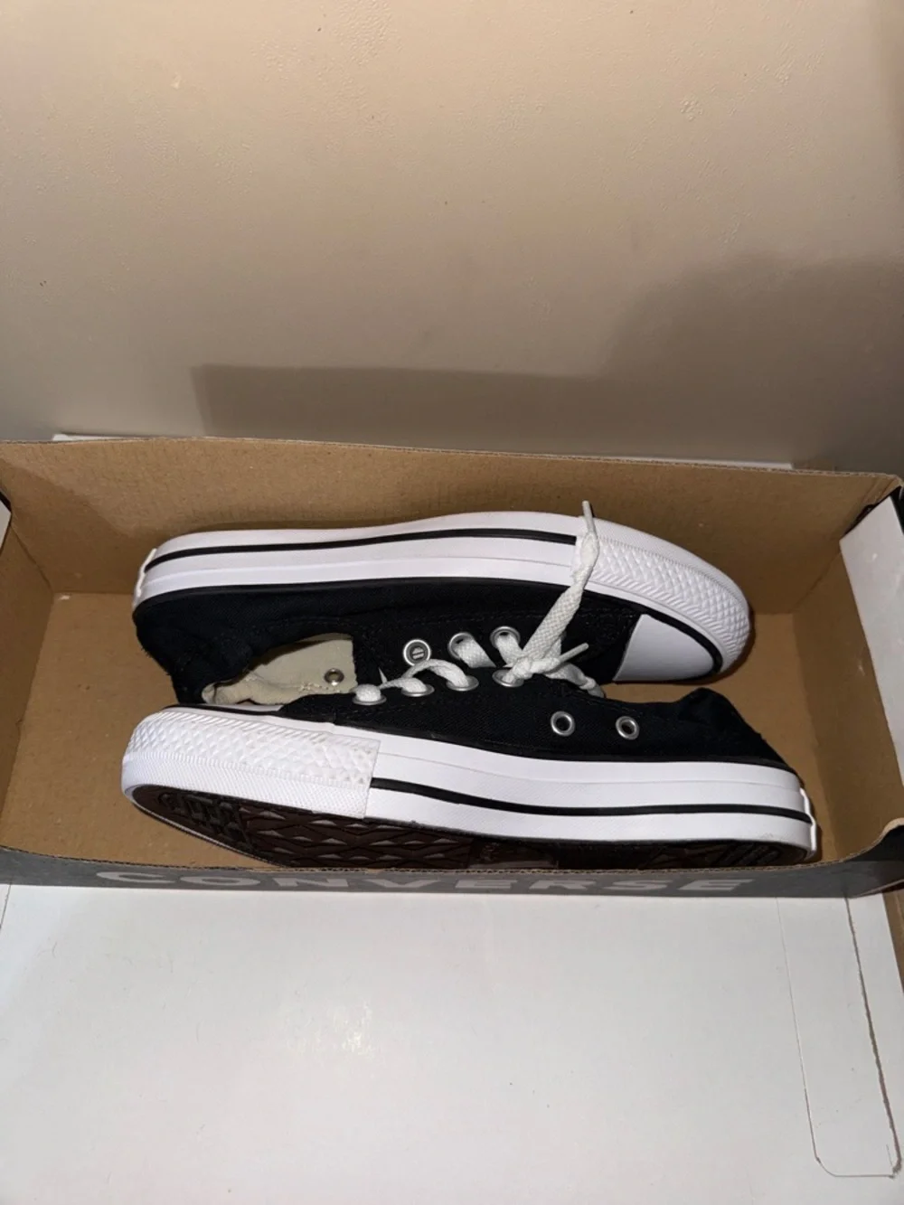 Converse Black and White Low Top Canvas Sneakers - Picture 8 of 8
